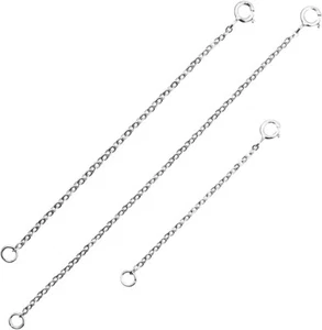 3 Pieces 925 Sterling Silver Necklace Extenders Necklace Extension Chain For Wo - Picture 1 of 7