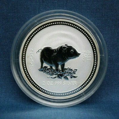 2007 AUSTRALIA 2 OZ. SILVER LUNAR COIN YEAR OF THE PIG SERIES 1 - Image 1 of 2