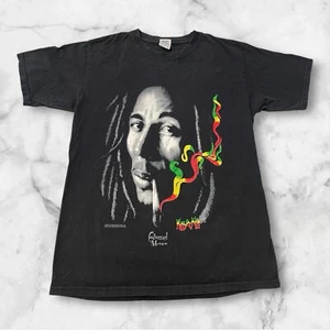 Bob Marley Vintage 2007 Rasta Colored Smoke T-Shirt Black Kaya-Man Size Medium - Picture 1 of 7
