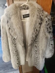 Vintage 80s Monterey Fashions Faux Fur Gray Coat Size Small 