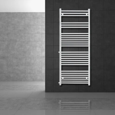 Radiateur sèche-serviette à eau chaude forme droite en acier blanc 60 x 160 cm - Photo 1/4