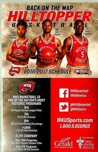 2016-17 Western Kentucky Men's Basketball Schedule Card - FREE SHIPPING! - Bild 1 von 2