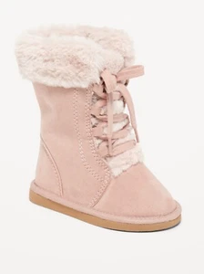 Old Navy Toddler Girls Cozy Faux-Suede Lace-Up Boots Pink Size 6 7 8 9 10 11 $30 - Picture 1 of 2