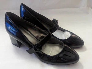 NWOB BANDOLINO Black Faux Patent Chunky 2.25" Heel Mary Jane BDonni Size 10M - Picture 1 of 6