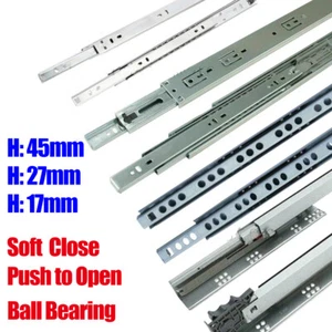 17mm 27mm 45mm Wide Ball Bearing Drawer Runner Draw Slide Home Kitchen Bathroom - Picture 1 of 28