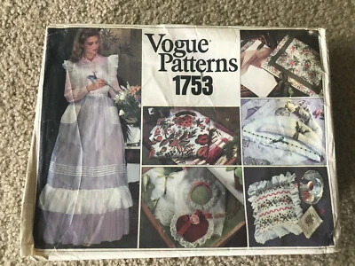 WOMENS CRAFTS UNCUT VOGUE SEWING PATTERNS 1753 APRON HANGER COVER PILLOW SACHET - Image 1 of 4