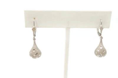 Brincos de ouro branco 14k texturizados S3 - Imagem 1 de 4