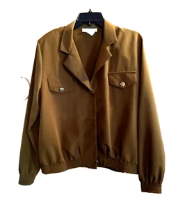 Vintage Military Style Jacket Olive Green Women's Medium shoulder pads Made USA - Picture 1 of 7