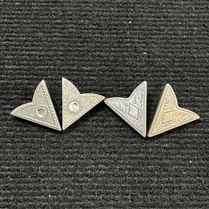 Vintage 2 Paar Western Hemd silberfarben Kragenspitzen rostfrei Cowboy Gravur - Bild 1 von 8