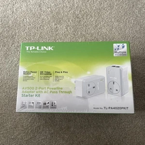 TP Link AV500 2-Port Powerline Adapter Starter Kit TL-PA4020PKit Brandneu - Bild 1 von 5