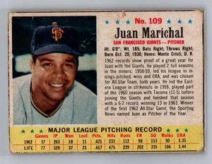 1963 Post Cereal Juan Marichal San Francisco Giants #109 9583 - Picture 1 of 2
