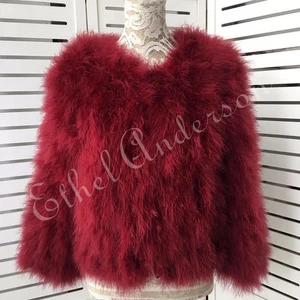 Jacket Fashion Solid Party Ostrich Feather for Women Fluffy Coat Knitted Wear - Picture 1 of 32
