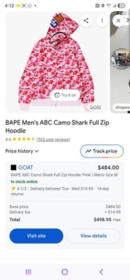 A Bathing Ape Pink Camo Shark Jacket Xl - Image 1 of 4