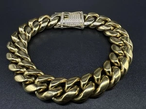 Miami Cuban Link High Quality Chain Heavy 14k Gold Plated - Picture 1 of 8