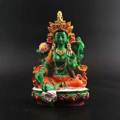 21,5 cm Verde Tara Bodhisattva Resina Pintada Buda Estatua Adorno Auspicioso Foto 1 de 4