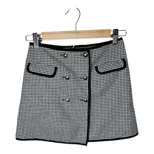 Crewcuts J. Crew Button Front Houndstooth Skirt Girls Size 12 New Black White - Picture 1 of 10
