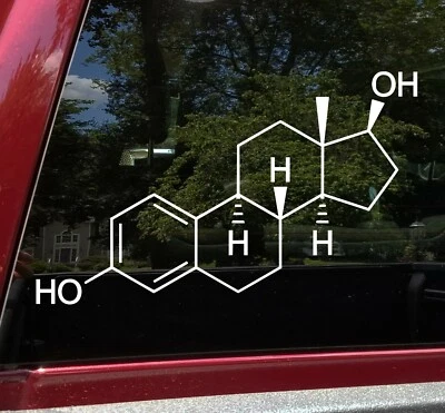 Calcomanía de vinilo de estrógeno | Composición química femenina | Pegatina troquelada Foto 1 de 4