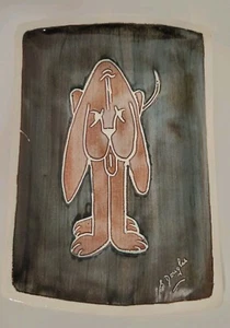 Vintage Brixham Pottery Art Plate S. Douglas 1950's Soppy Dog Hound Mud Century - Picture 1 of 14