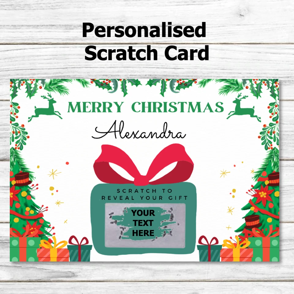 Personalised Christmas scratch off reveal surprise card gift
