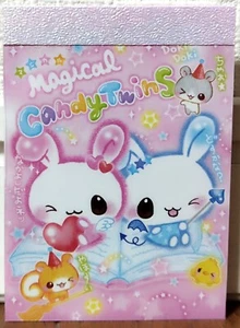 Q-lia Magical Candy Twins Mini Memo Pad 70 Animal Rabbit Squirrel MADE IN JAPAN - Picture 1 of 2