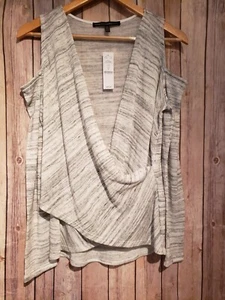 NWT White House Black Market Size Small Cold Shoulder Surplice Swit Sweater - Picture 1 of 6
