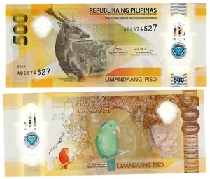 Philippines Billet 500 PISO 2024 NOUVEAU NEW POLYMER OISEAU NEUF UNC - Picture 1 of 1