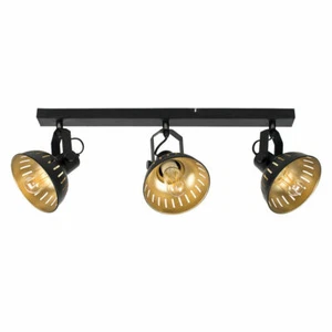 3 Way Ceiling Light Fitting Industrial Black & Gold Adjustable Lighting LED Bulb - Picture 1 of 9