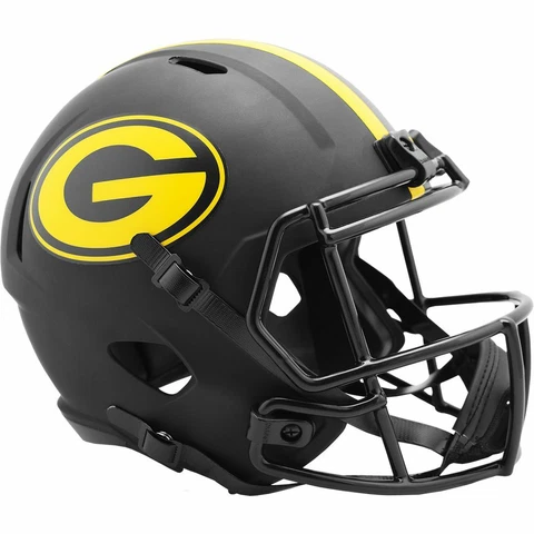 GREEN BAY PACKERS Black Eclipse NFL Full Size Replica Football Helmet Cover