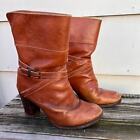 Vintage 70s 80s Zodiac cognac leather heeled booties boots 8 1/2M