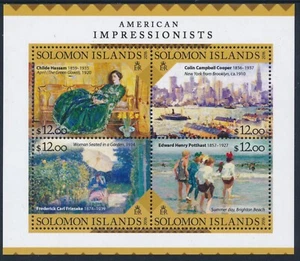 2016 SOLOMON ISLANDS AMERICAN IMPRESSIONISTS MINI SHEET (4 STAMP) FINE MINT MNH - Picture 1 of 1