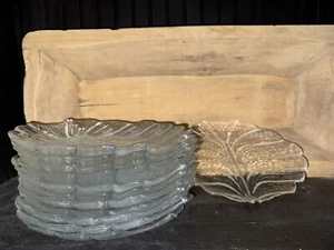 Orrefors Sweden Crystal Eden Leaf Pattern 10 1/4” Dinner Plates(12) - Picture 1 of 2