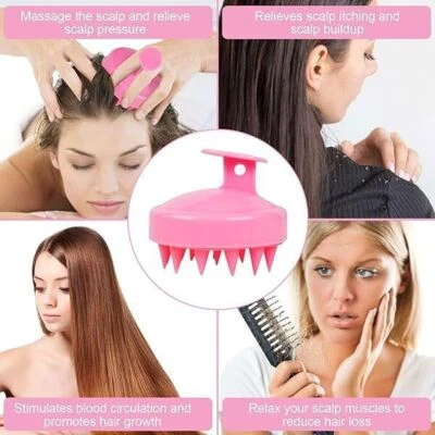 Silicone Scalp Massager Shampoo Brush Hair Growth Stimulator Wet Head Massage - Image 1 of 3
