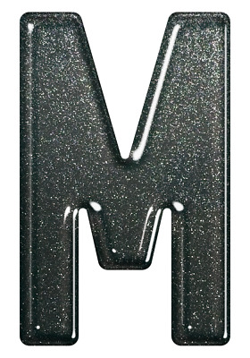 Gel Domed 79mm Black Sparkle Self Adhesive Digit 'M' • 2.03€