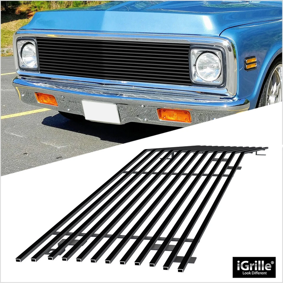 Para 69-72 Chevy Blazer/C/K Pickup/Suburban Negro Acero Inoxidable Billet Rejilla Foto 1 de 4