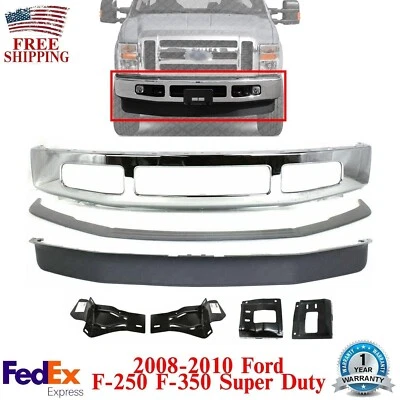 Kit de parachoques delantero de acero cromado con soportes para Ford F-Series Super Duty 2008-10 Foto 1 de 4