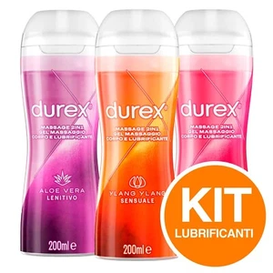 Kit 3 DUREX MASSAGE Gel Lubrificante Intimo: Aloe Vera, Sensual, Stimulating - Foto 1 di 5
