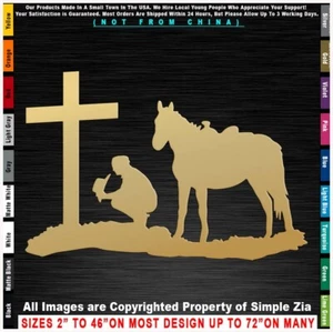 Cowboy kniend am Kreuz Christain Jesus Gebet Land Abholung Sticker Aufkleber - Bild 1 von 12