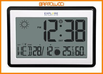 Explore Scientific RDC8002CM3000 Orologio Parete/Tavolo Radio-Controllato, Nero