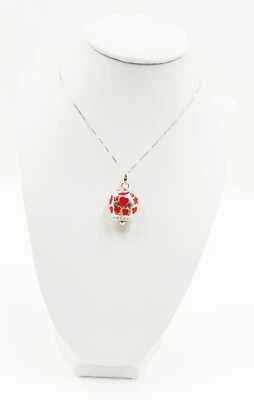 COLLANA CAMPANELLA TRAFORATA SMALTATA ROSSO IN ARGENTO 925 RODIATO IN ORO 18KT - Immagine 1 di 3