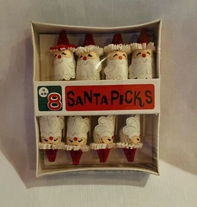 Vintage Retro CAPRI Santa Claus cocktail cupcake food picks MIP dated 1967 - Picture 1 of 4
