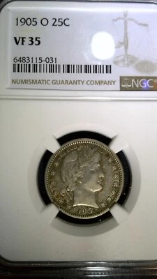 1905-O Barber Quarter NGC VF35 - Image 1 of 4