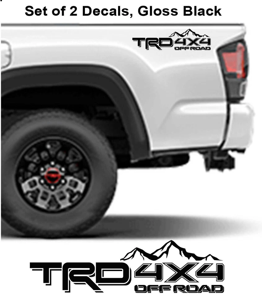 2  TRD Off Road 4x4 with mountains Toyota Tacoma Tundra Decals   Gloss Black - Image 1 of 1