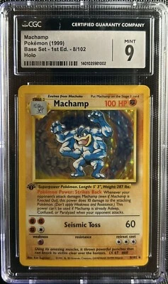 1999 Pokémon Base Set 1st Edition - Machamp Holo 8/102 - Mint CGC 9 - Image 1 of 2