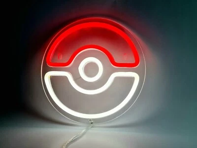 Wall Neon Pokemon Pokeball LED Light Anime   Kids Baby Girls Boys Bedroom - Image 1 of 4