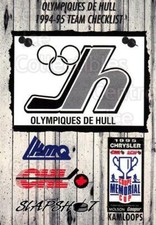 1995-96 Slapshot Memorial Cup #103 Hull Olympiques, Checklist