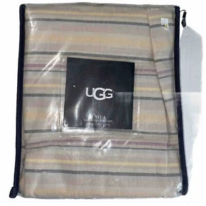 UGG Shower Curtain Quartz Striped 72x72 Bathroom New Layla Cotton Cream Neutral - Picture 1 of 6