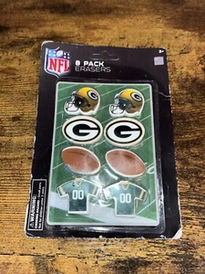Green Bay Packers Erasers 8 Pack NFL, unopened on card.     - Picture 1 of 1