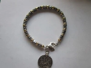 SILPADA 2 TONE ROMAN COIN BRACELET STERLING SILVER 925& GOLD FILLED B1582 7 3/4" - Picture 1 of 11