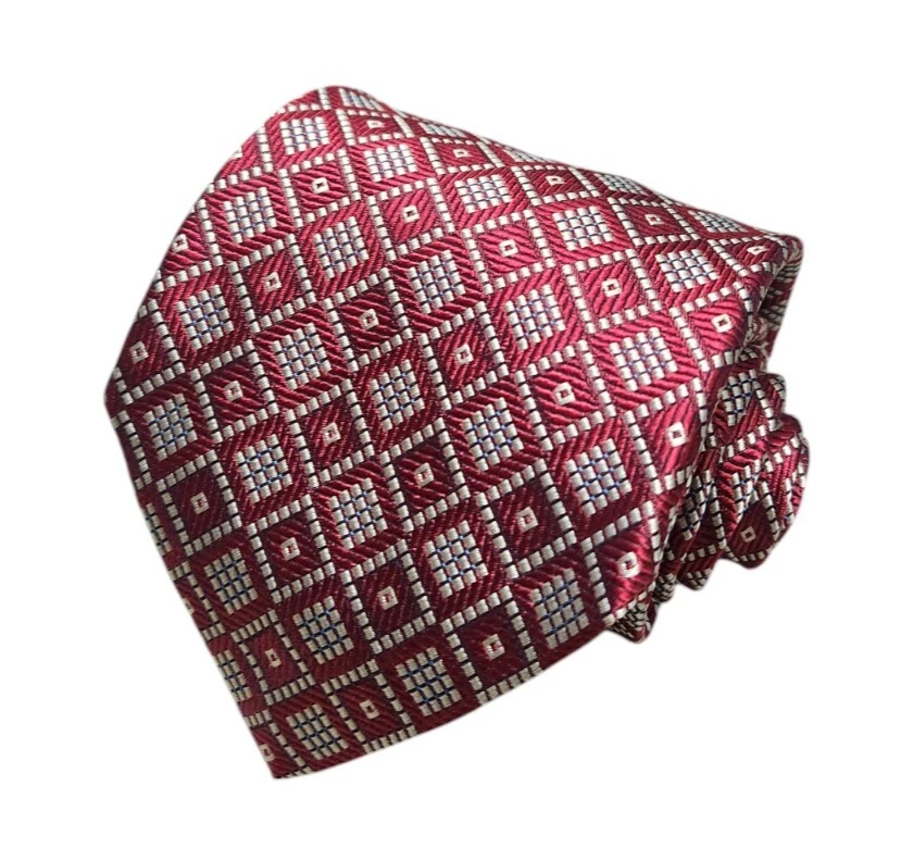 Maus & Hoffman 100% Silk Mens Tie Necktie Geometric Red - Image 1 of 4
