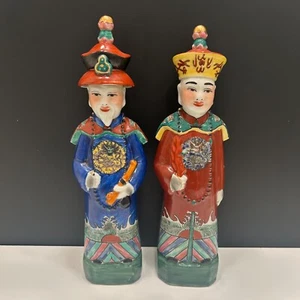Set (2)Vintage Qing Dynasty Emperor Chinese Porcelain Figurine Between 1644-1912 - Picture 1 of 24